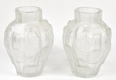 Lot 1569 - A pair of Art Glass vases, both decorated with...