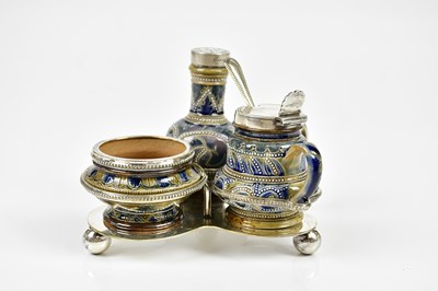 Lot 2071 - DOULTON LAMBETH; a hallmarked silver rimmed...