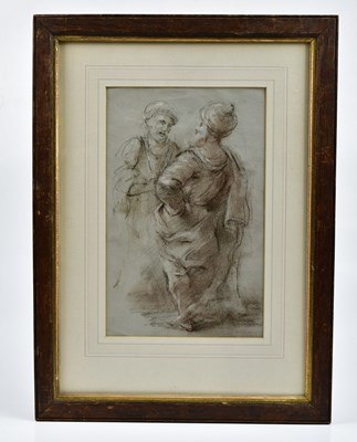 Lot 334 - UNATTRIBUTED; charcoal, study of two figures,...