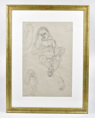 Lot 407 - CHRISTIAN KILE; pencil sketch, a baby, signed...