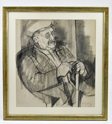Lot 322 - ALAN CLARKE; a charcoal study of elderly man...