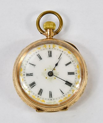 Lot 2995 - An open faced crown wind lady's pocket watch,...