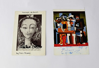 Lot 354 - PICASSO; two postcards, signed by Paloma...