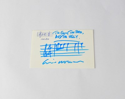 Lot 154 - ENNIO MORRICONE; a notecard, signed by the...