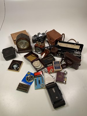 Lot 25 - A small group of cameras, a GPO compass,...
