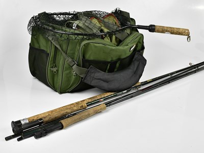 Lot 1385 - Fly fishing equipment to include various flies,...