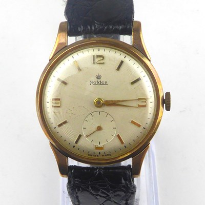 Lot 913 - ROIDOR; a 9ct gold gentlemen's wristwatch, the...