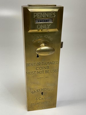 Lot 100 - A Baxendale and Co 'spend a penny' brass lock.