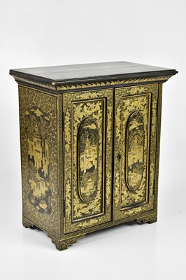 Lot 1581 - A Chinese period table cabinet, black...