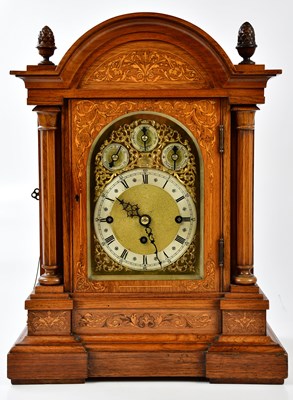Lot 2261 - A 19th century inlaid rosewood bracket clock,...