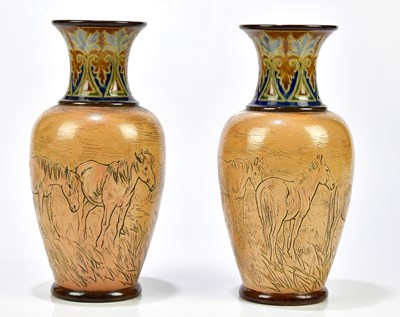Lot 57 - HANNAH BARLOW FOR ROYAL DOULTON; a pair of...