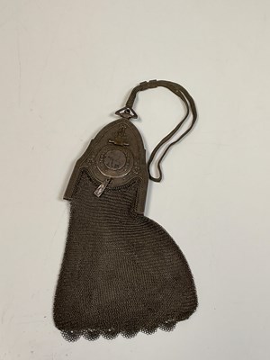 Lot 1130 - An Art Nouveau white metal mesh purse...