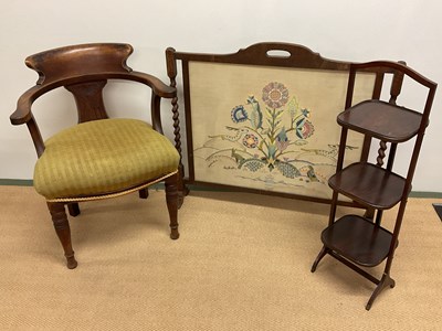 Lot 500 - An embroidered fire screen, height 84cm, width...