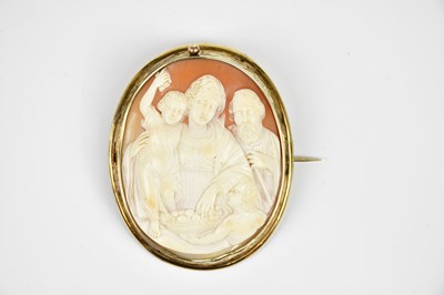 Lot 2180 - A Victorian yellow metal cameo brooch engraved...