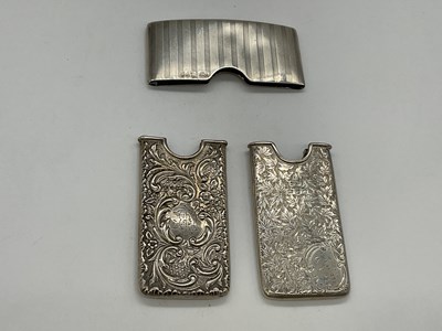 Lot 1096 - Three hallmarked silver card cases, one with...