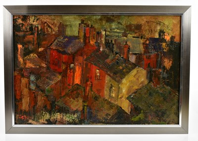 Lot 255 - L LEY; oil on board, city scape, signed lower...