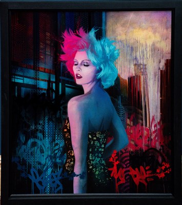 Lot 216 - TROIKA; spray paint on board, 'Audacious II',...