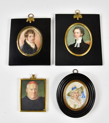 Lot 294 - Four 19th century portrait miniatures,...