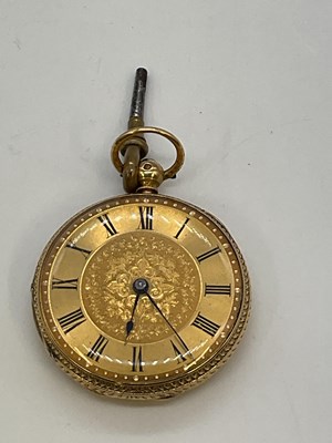 Lot 1293 - A Victorian 18ct yellow gold key wind open...