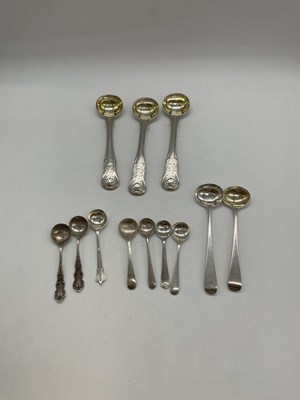 Lot 1080 - A group of hallmarked silver condiment spoons...