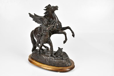 Lot 1442 - A spelter figure of Perseus and Pegasus, on...