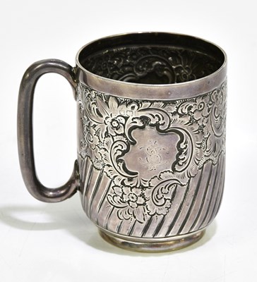 Lot 2090 - A hallmarked silver mug, with floral...