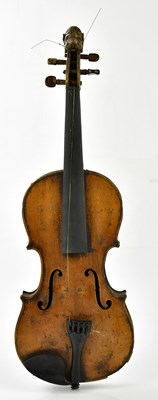 Lot 1246 - A full size German violin with lion carved...