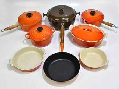 Lot 2304 - LE CREUSET; a collection of cast iron pans, a...