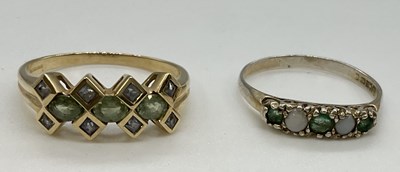 Lot 1250 - Two 9ct yellow gold dress rings, combined...