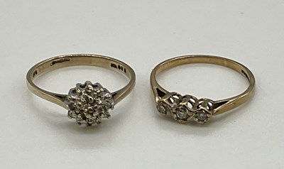 Lot 1253 - Two 9ct yellow gold dress rings, combined...
