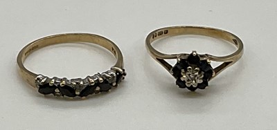 Lot 1254 - Two 9ct yellow gold dress rings set with...