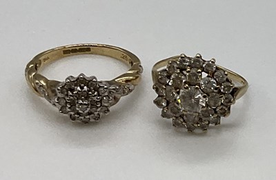 Lot 1232 - Two 9ct yellow gold dress rings, combined...