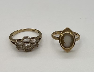 Lot 1256 - Two 9ct yellow gold dress rings, combined...