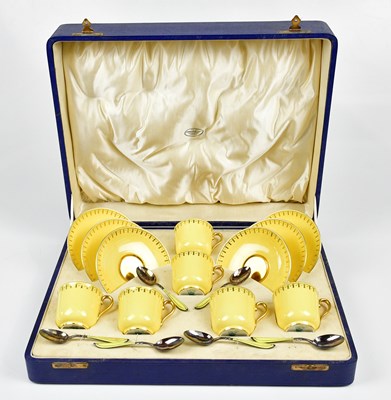 Lot 2032 - COALPORT; a cased six setting coffee service,...