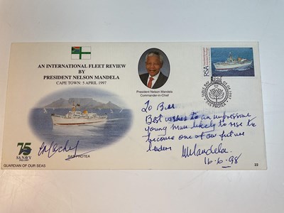Lot 2261 - NELSON MANDELA; a first day cover inscribed...