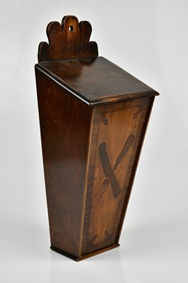 Lot 1011 - An 18th century inlaid oak knife box, height...