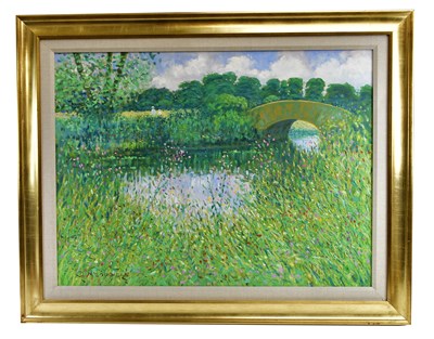 Lot 267 - DAVID MCLOUGHLIN; oil on canvas, river scene,...