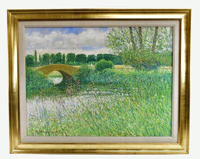 Lot 268 - DAVID MCLOUGHLIN; oil on canvas, river scene,...