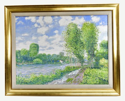 Lot 269 - DAVID MCLOUGHLIN; oil on canvas, river scene,...