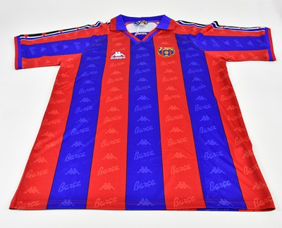 Lot 1284 - RONALDO NAZARIO; a signed Barcelona shirt,...