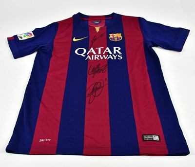 Lot 1263 - BARCELONA; a 2014/15 shirt, signed to the...