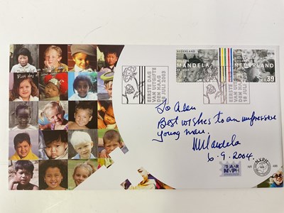 Lot 2234 - NELSON MANDELA; a first day cover inscribed...