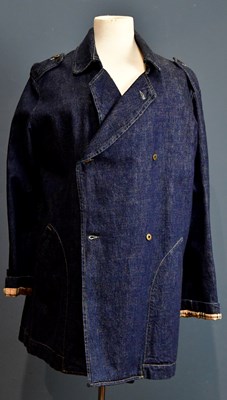 Lot 993 - BURBERRY; a dark blue double breasted indigo...