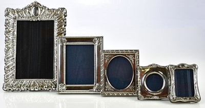 Lot 2569 - Five hallmarked silver mounted easel back...