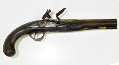 Lot 580 - A 19th century flintlock overcoat pistol with...