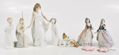 Lot 1413 - LLADRO; a group of seven figures, to include...