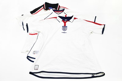 Lot 1330 - ENGLAND; two football shirts, to include...