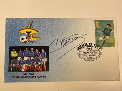 Lot 2360 - MICHEL PLATINI; a first day cover from 1986...