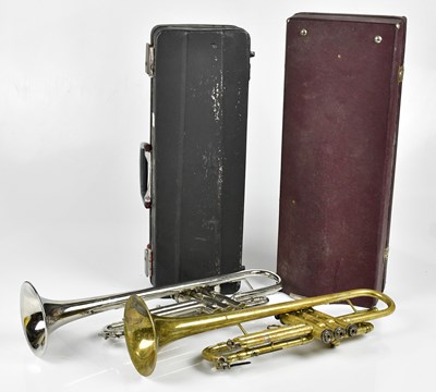 Lot 1172 - MELODY; a brass plated trumpet with mother of...