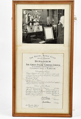 Lot 471 - THE ROYAL AERO CLUB; a diploma awarded to The...